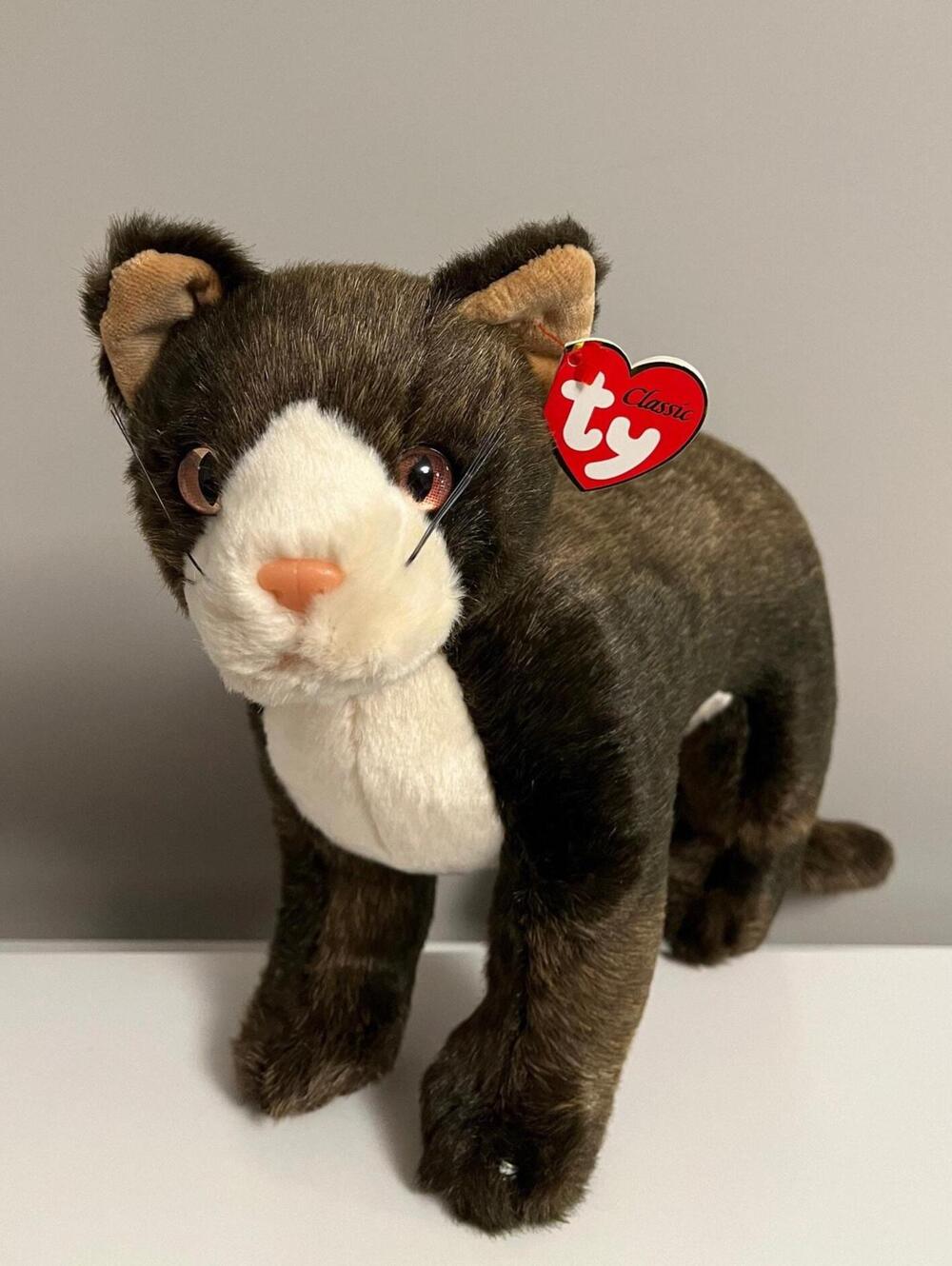 Ty Classics Collection “Mystery” the Standing Brown and White Cat (12 inch)